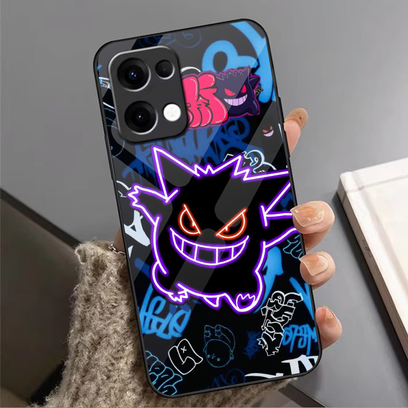 Ốp Điện Thoại Kính pokemon gengar 09 Cho Oppo A54 A74 4G A79 5G A94 A3X Reno 11 12 13 11F 12F 13F 10 8 Cover