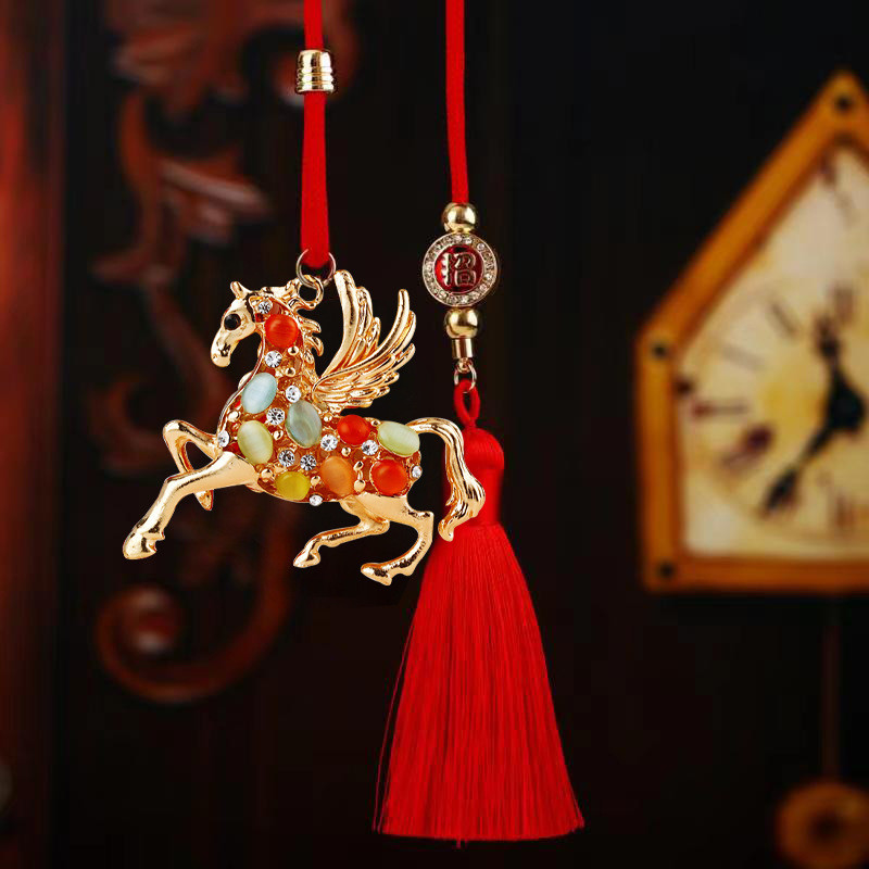 Ngựa Thành Công Mặt Dây Chuyền Ô Tô Trang Trí Nội Thất Ô Tô Cung Hoàng Đạo Đồ Trang Trí Sáng Tạo Xe Bánh Răng Móc Treo Xe Phong Cách Trung Hoa 25.10.26