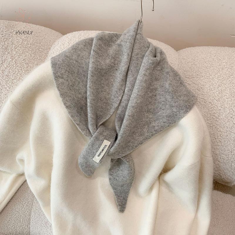 Khăn len cashmere tam giác chất lượng cao dành cho nữ, màu sắc đơn giản phù hợp mọi thời trang thu đông