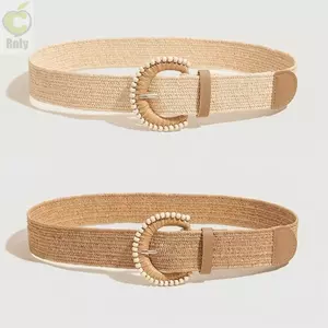 Thắt lưng thun bện ROLY, Thắt lưng thun dệt phong cách Bohemian cổ điển, Trang trí giả đa năng Dây khóa kim có thể điều chỉnh bền bỉ cho nữ