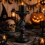 FUJIOU Halloween Skull Candlestick, Sáng Tạo Nhựa Thủ Công Đầu Lâu Nến, Ngộ nghĩnh Thực Tế Chân Nến Độc Đáo Trang Trí Halloween Lễ Hội Ma