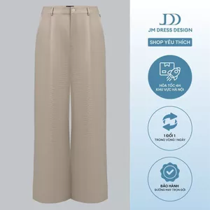 Quần Xuân Hè Ống Suông 2 Ly Bung 3P01.2601. Quần Nữ Cạp Cao Ống Suông Thanh Lịch. Quần Công Sở Nữ Dáng Rộng Tôn Dáng JM