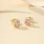 Bông tai đính đá Cubic Zirconia màu hồng thanh lịch với thiết kế hào quang kim cương lấp lánh dành cho nữ