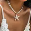 PNPIA- Boho Nhựa Lớn Sao Biển Mặt Dây Chuyền Choker Nelace Cho Nữ Hợp Thời Trang Nhiều Lớp Dây Xích Mùa Hè Đi Biển Kỳ Nghỉ Trang Sức Quà Tặng