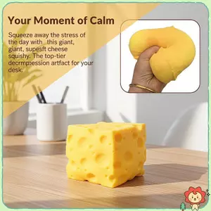Phô Mai Khối Bóng Căng Thẳng Định Hình Chậm Bóp Đồ Chơi Màu Vàng Đậm Mềm Fidget Đồ Chơi Dành Cho Học Sinh Giảm ADHD Sử Dụng Văn Phòng Tại Nhà