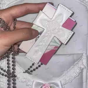 Túi đựng thẻ Mini PYCOU, Túi đựng thẻ đeo chéo bằng da phong cách Punk, Phong cách Gothic sáng tạo Phong cách Y2k Phong cách Chữ thập trắng Thiết kế Mặt Vòng cổ Phụ kiện Subculture Thời trang