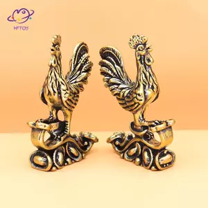HFTOY Luy Và Fortune Rooster Trang trí Big Co Các bức tượng nhỏ bằng đồng nguyên chất Các bức tượng nhỏ học tập Trang trí máy tính để bàn Trang trí nội thất ~