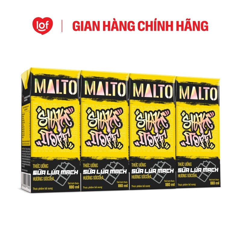 Sữa lúa mạch MALTO Shake It Off hương sôcôla thùng 48 hộp x 180ml