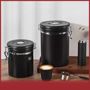 Cod 1.2-1.8L thép không gỉ cà phê Canister với ngày Tracker & Scoop