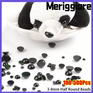MERIGGIARE 100-500 Cái Đồ chơi Phụ kiện mắt, Đồ thủ công DIY Hạt tròn 3-8mm, Hạt mắt bằng nhựa tròn màu đen bền bỉ cho động vật búp bê gấu