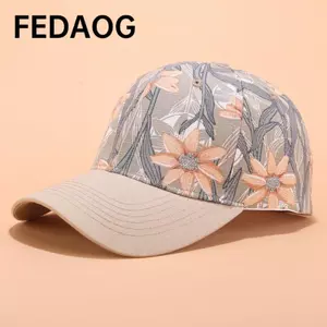 Mũ bóng chày FEDAOG, Mũ chống nắng nữ mùa xuân hè, Tấm che nắng có thể điều chỉnh in hoa ngoài trời thời trang