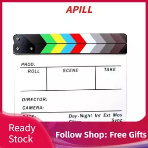 Apill SENECESLI Phim acrylic Clapperboard Xóa khô từ tính với dải hiệu chỉnh màu 11,8x9,5 inch Tấm gỗ giám đốc chuyên nghiệp để làm phim Trang trí phòng thu (Trắng)