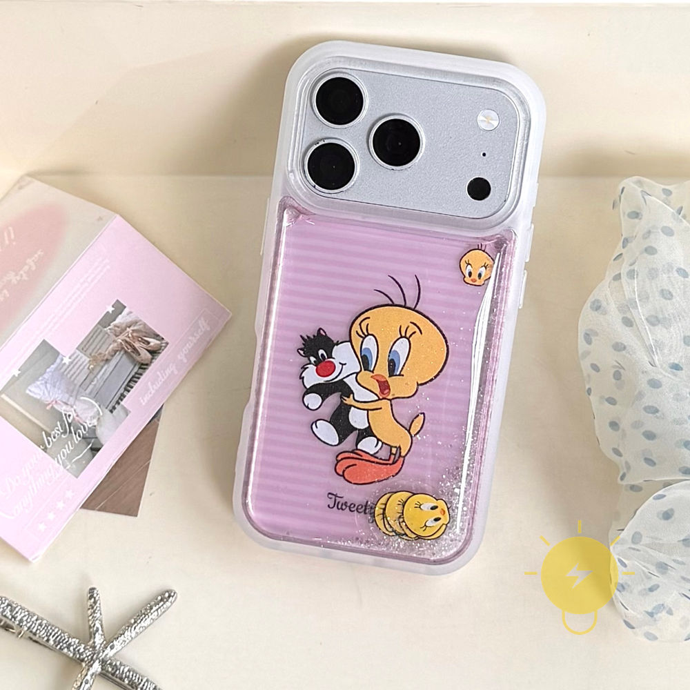 Phone Case For iPhone 17 Pro Max 16 15 14 13 TPU Stripe Quick-sand Aesthetic Korean Cute