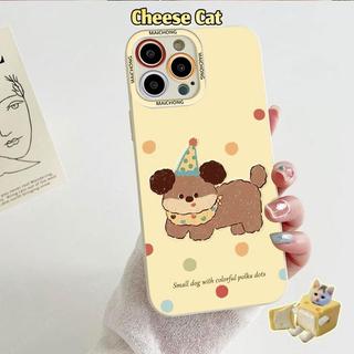 Ốp điện thoại hình chú chó con dễ thương chấm đầy màu sắc có dây buộc cho iPhone 13 14 11 12 15 16 17 Pro Max XR 7Plus