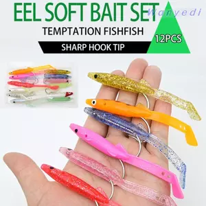 WANYEDI 12 Mồi Câu Cá, Mồi Mềm Mại Màu Hỗn Hợp, Mồi Silicon PVC Shad Câu Cá Biển