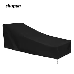 SHUPUN Chống Thấm Nước Chaise Lounge Cover, Gấp Màu Đen Chaise Lounge Ghế Cover, Vải Bền Chống Bụi Sun Lounger Cover Sân Nội Thất