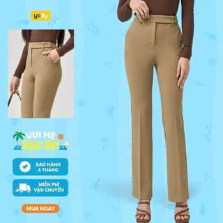 [SALE OFF] Quần Âu Nữ Loe Cúc Bọc Cạp Chun Đáp YODY vải mềm mại co giãn tôn dáng QAN7137