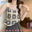 Áo kiểu móc EBINLANDS, Dây đeo áo Vest rỗng Dopamine dệt kim, Áo kiểu Bohemian đầy màu sắc phong cách ngày lễ phong cách hoa không tay hàng đầu dành cho nữ