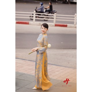 Áo Dài Cách Tân Hoài Thị - Chất Lụa Gấm Cao Cấp, Họa Tiết Vintage Tinh Tế, Thiết Kế Tôn Dáng