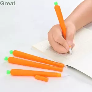 GREA 1 / 5 Cái Bút Xóa Được, Bút Gel Khô Nhanh 0.5mm, Mô Phỏng Bền Đẹp Cà Rốt Viết Văn Phòng Phẩm Bút Đen