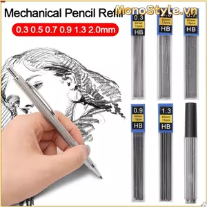 MONOSTYLE 6 Hộp Chì Bút Chì Cơ Khí, Đổ Lại Bút Chì Tự Động Than Chì Có Thể Xóa Được, 0.3 / 0.5 / 0.7 / 0.9 / 1.3 / 2.0 / 3.0mm Thay Thế Bút Chì Cơ Màu Đen Thay Thế Đổ Lại