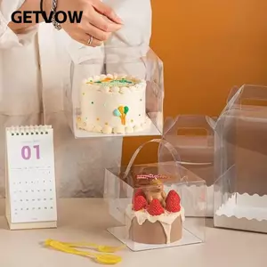 GETVOW 10 Cái Hộp Quà Tặng Bánh Sinh Nhật, Hộp Bánh Cầm Tay Bằng Nhựa Trong Suốt, Hộp Nướng Bánh Cupcake Di Động Đa Năng Tiệc Cưới