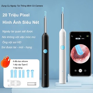Dụng Cụ Lấy Ráy Tai Không Dây, Kết Nối App Trên Điện Thoại, Hình Ảnh Sắc Nét, Đầu Silicone An Toàn, Pin Trâu Dùng Lâu