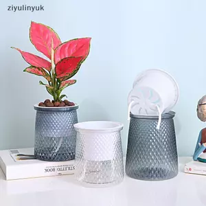 Ziyulinyuk Chậu Cây Tự Tưới Cây Hai Lớp Bình Hoa Nhựa Trong Suốt Bình Hoa Tự Động Lười Chậu Hoa Thủy Canh Trang Trí Chậu Hoa VN
