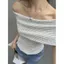 Áo thun ngắn tay dệt kim một vai Hot Girl mùa hè 2026 ngắn Slim-Fit Slimmer Look Niche Strapless Gentle