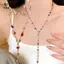 Mặt dây chuyền hoa mạ vàng Nelace Dây chuyền pha lê đầy màu sắc Y2K dành cho nữ Trang sức tình bạn hàng ngày [Mina]