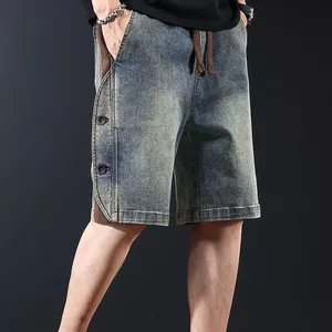 2026 Quần short Denim ống thẳng mới dành cho nam, Quần dài vừa phải mỏng mùa hè