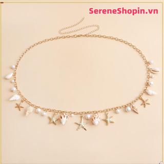 SERENE Dây Xích Eo, Sao Biển Bohemian Body Chain, Thời Trang Conch Đi Biển Bikini Giả Vỏ Thắt Lưng Liên Kết Cho Nữ