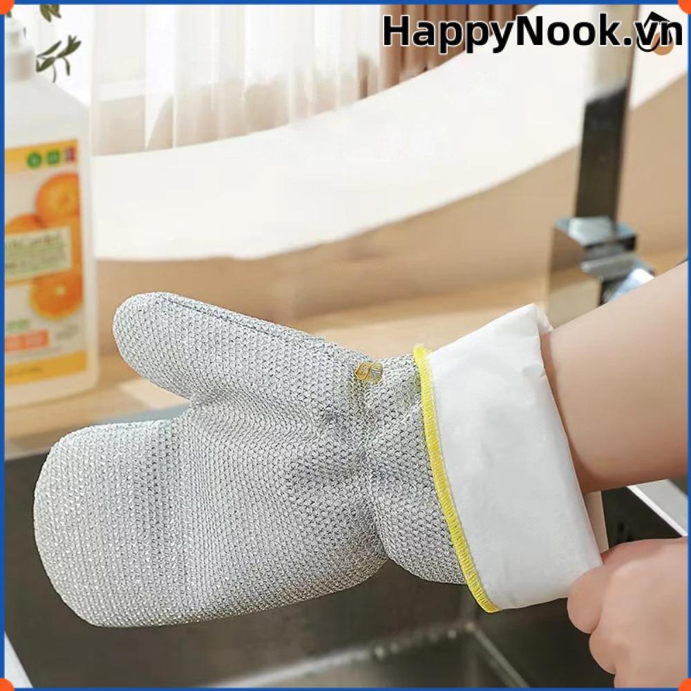 HAPPYNOOK Găng tay làm sạch công việc nhà, Găng tay rửa chén kéo dài không thấm nước, Vệ sinh gia đình Bát dày chải làm sạch Găng tay bạc