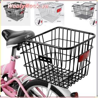 Giỏ xe đạp leo núi WOOLYNOOK làm bằng kim loại, dễ dàng lắp đặt ở sau xe đạp, chất lượng cao và điều chỉnh được màu đen/bạc - phụ kiện dành cho xe đạp gấp trẻ em
