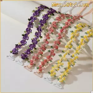 Dây đeo áo ngực hoa MONOSTYLE, Dây đeo vai có thể điều chỉnh chống trượt, Dây đeo vai hoa Polyester co giãn mềm mại có thể tháo rời Váy dự tiệc cưới