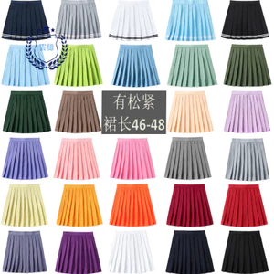 R5RZ 48CM Váy dài có độ đàn hồi [Bán chạy Hàng có sẵn Anime sọc hải quân xếp li màu trơn COS nửa dài nữ giữa