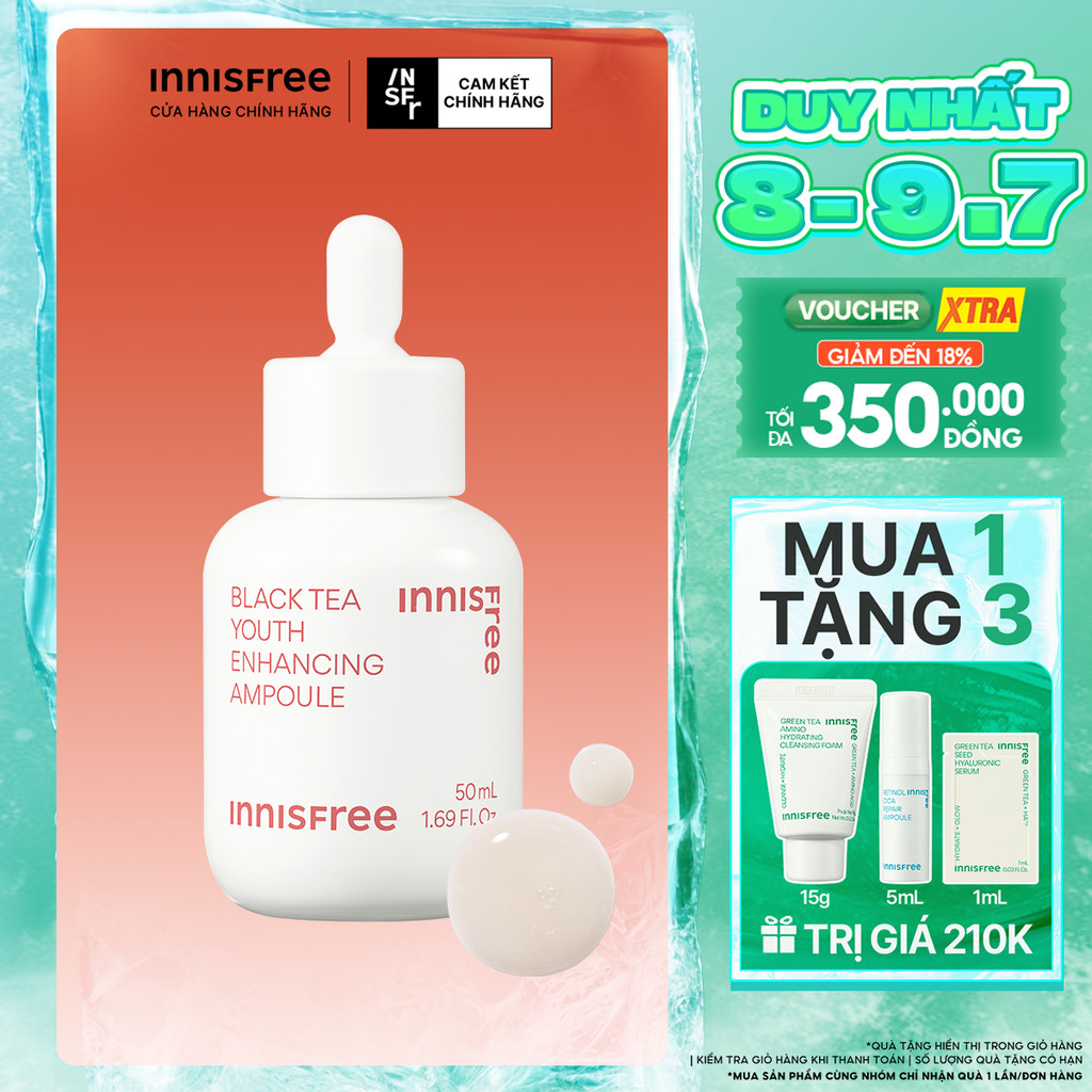Tinh chất phục hồi da và chống lão hóa trà đen innisfree Black Tea Youth Ampoule 50 mL