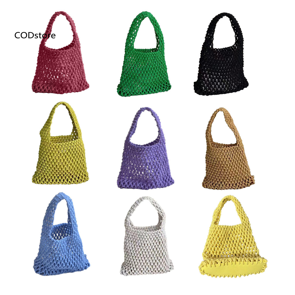 Túi đi biển KDC Rỗng Túi xách dây cotton chất lượng cao Túi xách dây cotton dệt tay bện dây đeo cổ tay Túi Tote – Túi xách rỗng nhẹ dành cho nữ Hoàn hảo cho du lịch