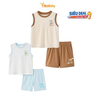 Bộ thun sát nách chất liệu petit cho bé trai Rabity 967.004