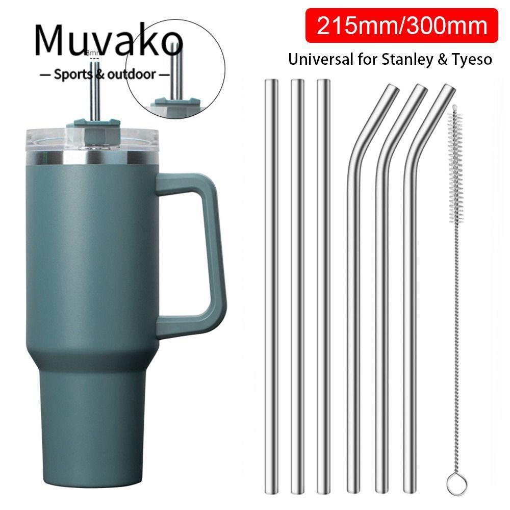 MUVAKO 1 Ống Hút Inox, Ống Hút Cốc Bạc 6mm 8mm, Ống Hút Thay Thế Uống Thẳng Bent Có Thể Tái Sử Dụng Cho 30oz 40oz Tyeso Cup
