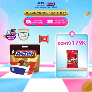 Combo 3 Túi kẹo Sôcôla nhân đậu phộng Snickers MINIs 80g (3 hộp x 8 thanh)