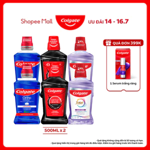 Bộ 2 nước súc miệng Colgate diệt khuẩn, không cay rát cho hơi thở thơm mát 500ML