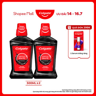Bộ 2 Nước súc miệng Colgate trắng răng Optic White than hoạt tính 500ml