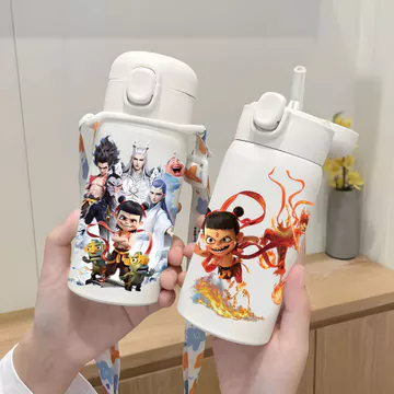 bình nước giữ nhiệt bình giữ nhiệt bình giữ nhiệt Nezha Phim Hoạt Hình Trẻ Em Bình Giữ Nhiệt Nam Nữ Dung Tích Lớn Nhỏ Ống Hút Học Sinh Cốc Nước Inox 304