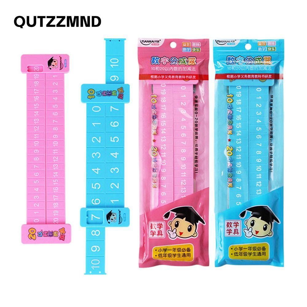 Thước phân giải toán học QUTZZMND, Thước trừ di động bằng nhựa, Chất lượng cao trong vòng 20 Trình diễn giảng dạy Thước cộng màu hồng / xanh Đồ dùng học tập