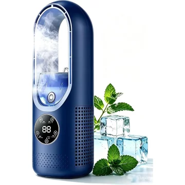 Máy điều hòa di động, Máy điều hòa Mini cảm ứng ba trong một, có bình nước, Bộ nguồn USB Quạt làm mát bay hơi im lặng, Điều chỉnh độ ẩm 6 tốc độ, Thích hợp cho gia đình, phòng ngủ, văn phòng (Xanh đậm