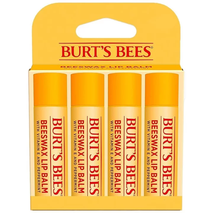 Burt 's Bees Lipstick-Original Bees, Kem dưỡng ẩm môi, Chứa sáp ong có trách nhiệm, Không tô màu, Chăm sóc môi nguyên bản, 4 miếng, 0,15 Ounce. VCCN
