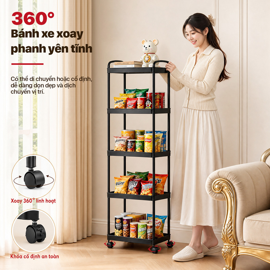 Kệ đựng đồ phòng tắm di động có bánh xe – phù hợp cho spa, phòng ngủ, phòng khách và nhà bếp | BigBuy360 - bigbuy360.vn
