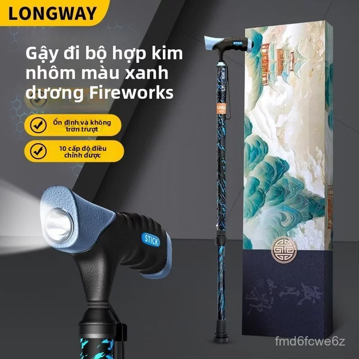 Gậy chống bằng hợp kim nhôm dành cho người già, chống trượt và chống ngã, gậy đi bộ bốn chân, gậy chống có thể thu gọn k