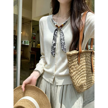 Áo Len Dài Tay Dệt Kim Áo Len Cardigan Áo Len Áo Len Áo Len Áo Len Dệt Kim Áo Khoác Thu Đông Mới Lười Phong Cách Lụa S